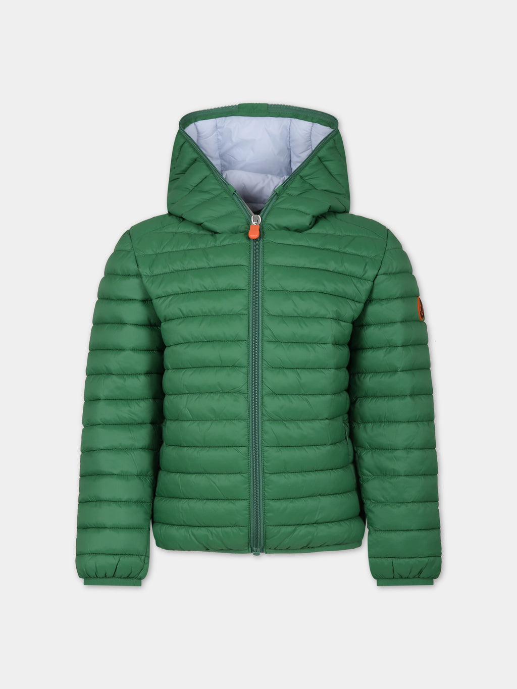 Green Huey down jacket for boy with logo